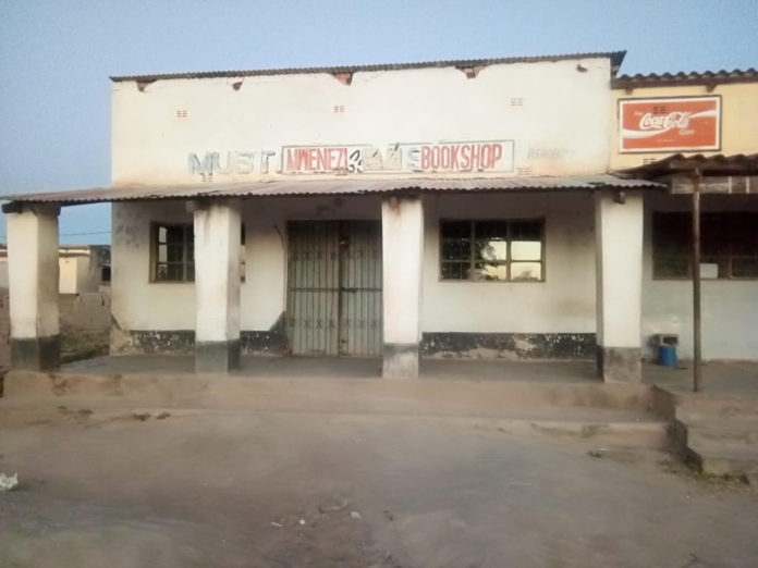 Dilapidated bookshop.