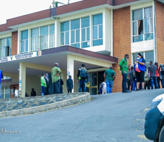 People stand around SW Governor's office