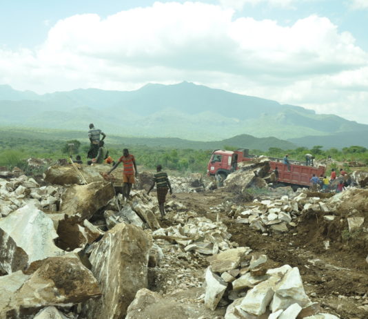 A limestone and marble mining site in Tapac Sub-county