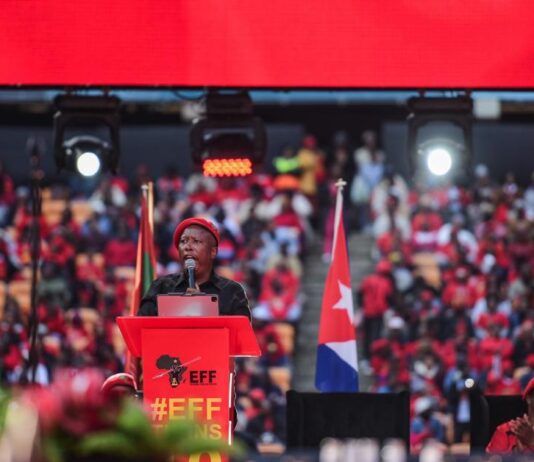 The Economic Freedom Fighters (EFF) celebrate 10 years at the FNB stadium in Johannesburg.