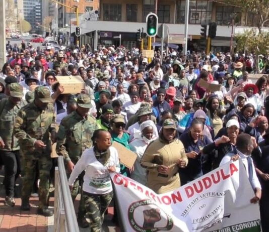 Operation Dudula supporters marched in the Johannesburg Central Business District.